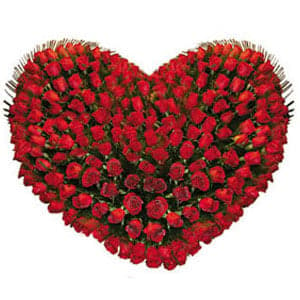 150 Red Roses Heart Shape Arrangement