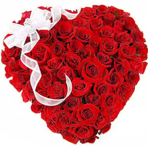 75 Red Roses Heart Shape Arrangement