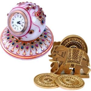 Buy Marble Table Clock n Get Wood Tea Coaster Free