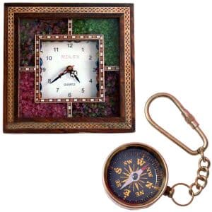 Buy Wooden Wall Clock n Get Compass Keychain Free