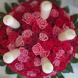 50 Red Roses with Candles