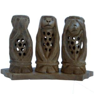 Gandhi Monkey Set Fine Carved Wood Handicraft