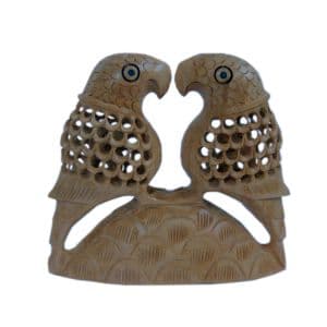 Fine Carved Wood Parrot Pair Handicraft Gift