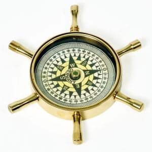 Antique Wheel Design Pure Brass Real Compass