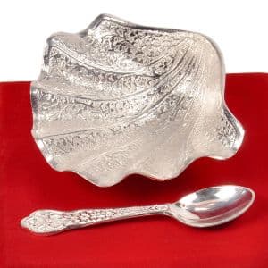 Silver Polish Pearl Oyster Brass Bowl n Spoon