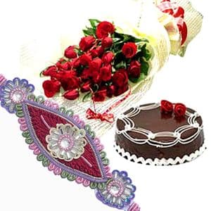 Rakhi with Roses n Cake