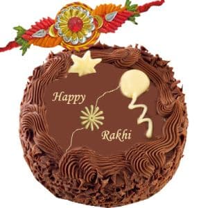 Fancy Rakhi with Chocolate Cake
