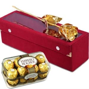 Gold Rose n 16 pcs Ferrero Rocher Chocolates