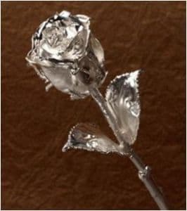 Silver Dipped  Rose 6 Inch