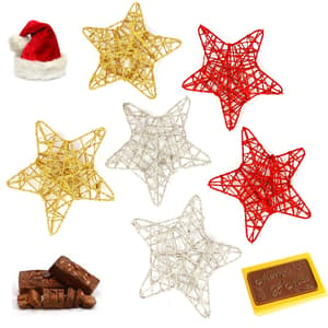 Set of 6 Christmas Wired Star Decoration Hamper