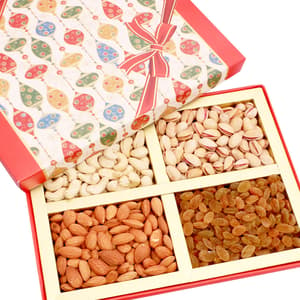 Red Square 4 part Dryfruit Box