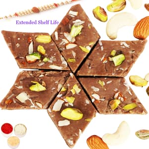 Chocolate Kaju Katli 200gm with Rudraksh Rakhi