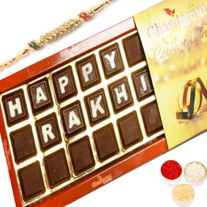 Happy Rakhi Theme Chocolate with Pearl Diamond Rakhi