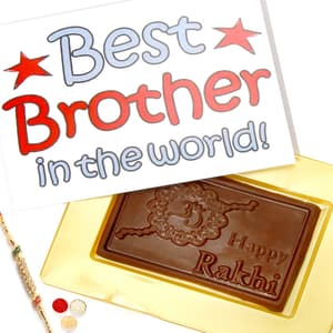 World's Best Brother Chocolate Box with Pearl Rakhi