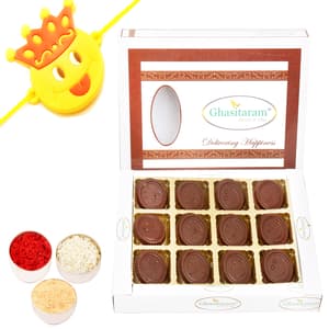 Smiley Chocolates in White Box with Smiley Rakhi