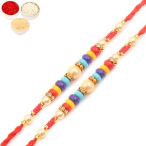 Set of Two MMR73 Pearl Rakhi For Brother