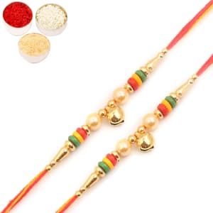 Set of Two 6149 Pearl Rakhi For Brother