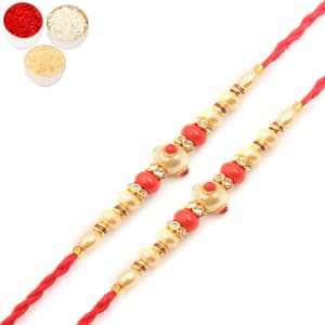 Set of Two MMR118 Pearl Rakhi For Brother
