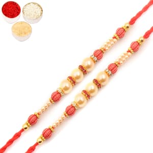 Set of Two MMR54 Pearl Rakhi For Brother