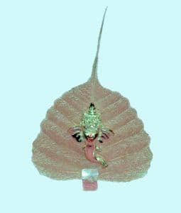 Silver Peepal Leaf with Ganesha