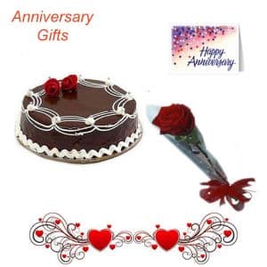Single Rose n 1/2Kg Chocolate Cake