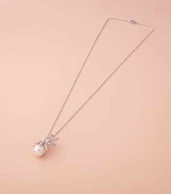 Minimal Pearl Necklace Pendant (Brass)