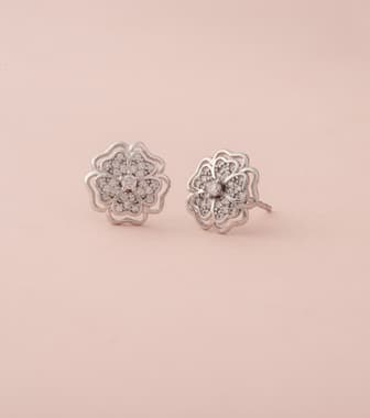 Silver Floral Earrings (Brass)