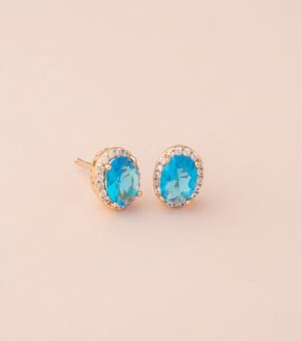 Luxe Blue Studs Earrings (Brass)