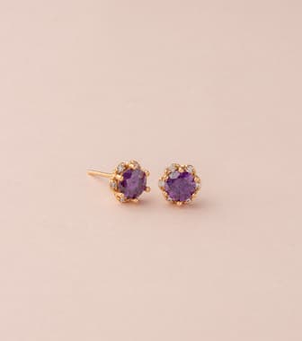 Lavender Beads Earrings (Brass)