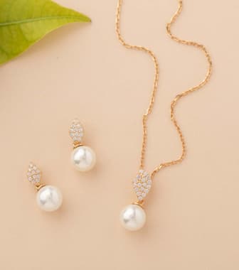 Silver Pearl Pendant Set (Rose Polish)