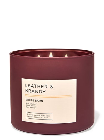 3-Wick Candles Leather & Brandy