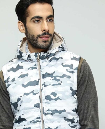 Buy Grey Sleeveless Puffer Jacket For Women Online in India