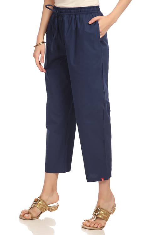 Buy Online Navy Blue Cotton Pants for Women & Girls at Best Prices in ...