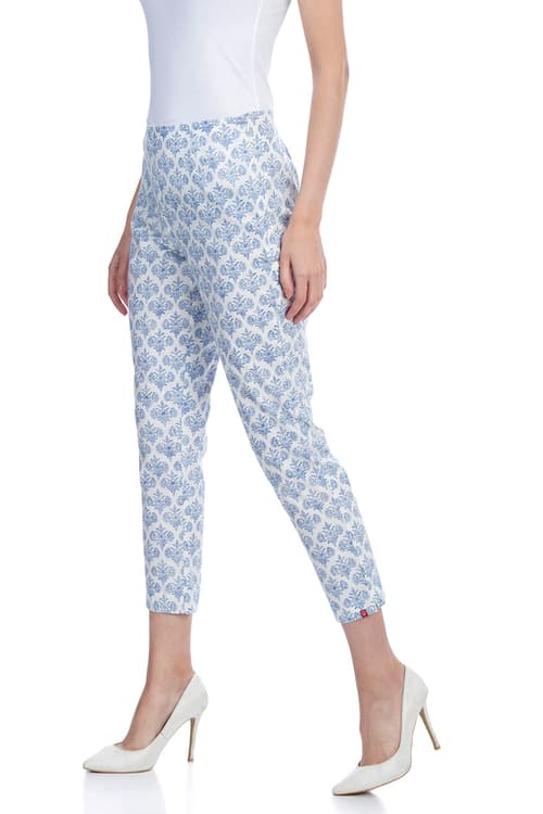 Buy Online White And Blue Cotton Pants for Women & Girls at Best Prices ...