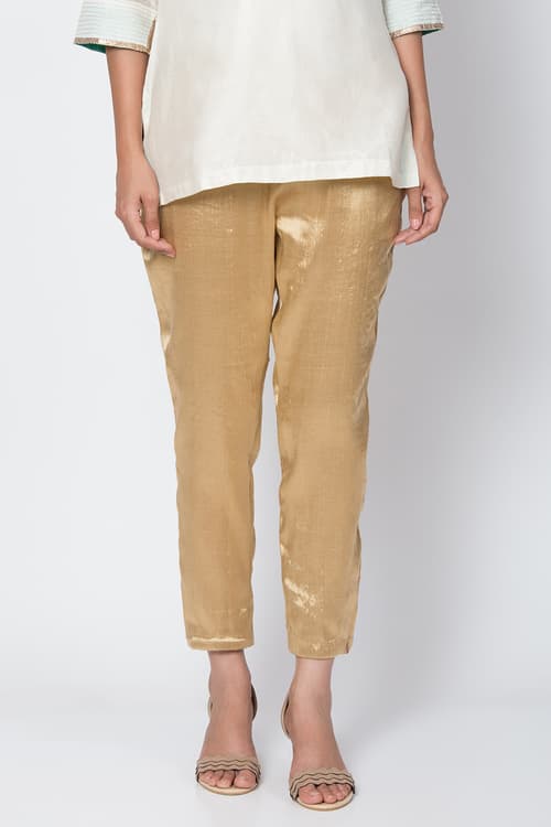 Buy Online Golden Metallic Cotton Pants for Women & Girls at Best ...