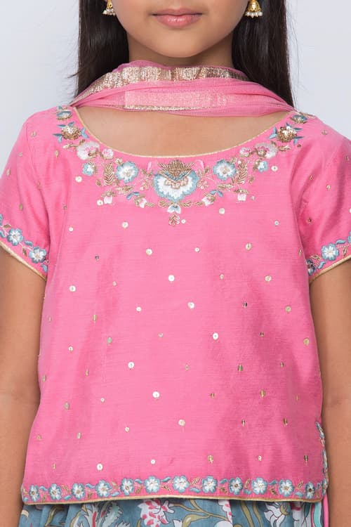 Buy Online Light Pink Art Silk Straight Lehenga Set for Women & Girls ...