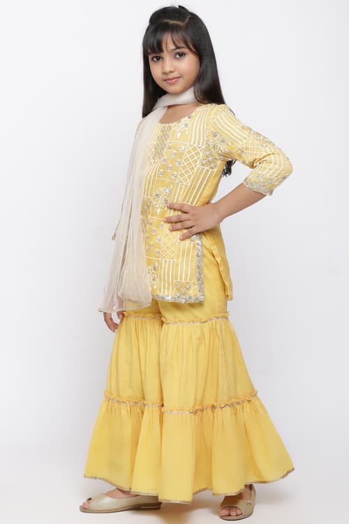 Buy Online Yellow Art Silk Straight Suit Set for Women & Girls at Best ...