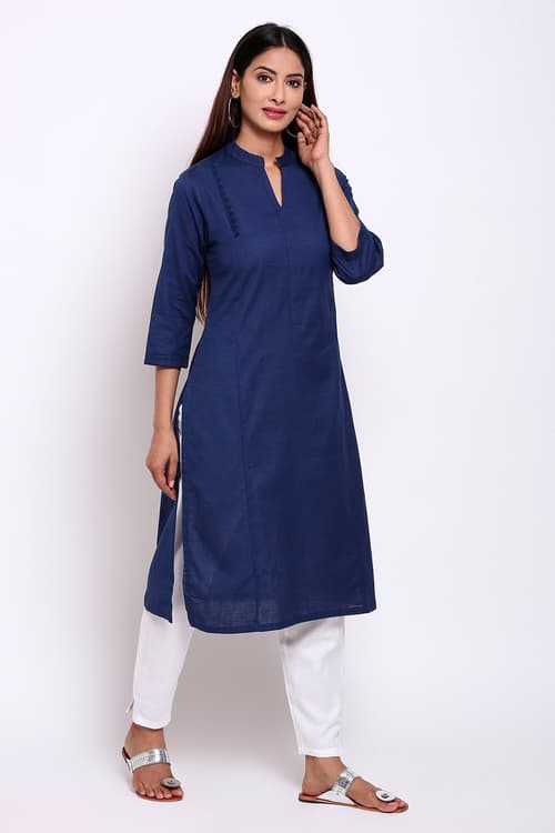 Buy Online Navy Blue Cotton Kurti for Women & Girls at Best Prices in ...