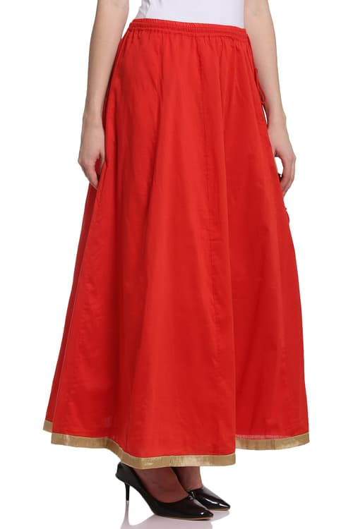 Buy Online Red Flared Cotton Skirt for Women & Girls at Best Prices in ...