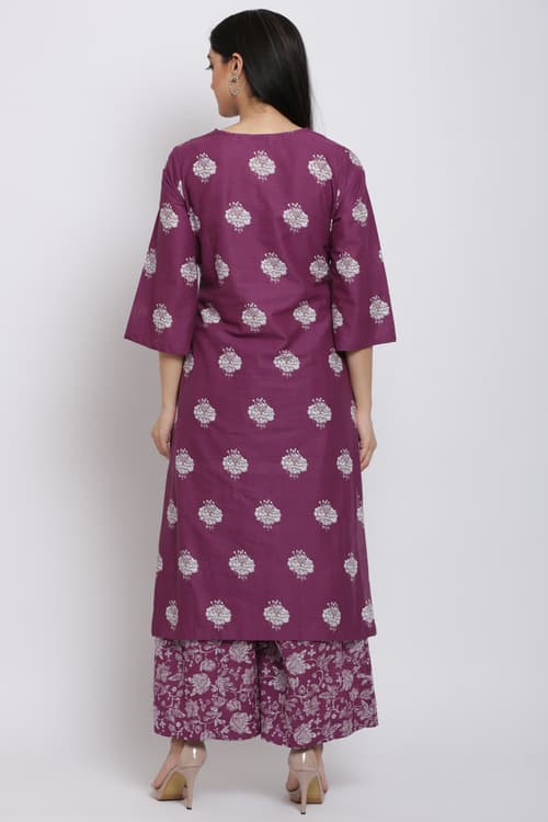 Buy Online Purple Cotton Straight Suit Set for Women & Girls at Best ...