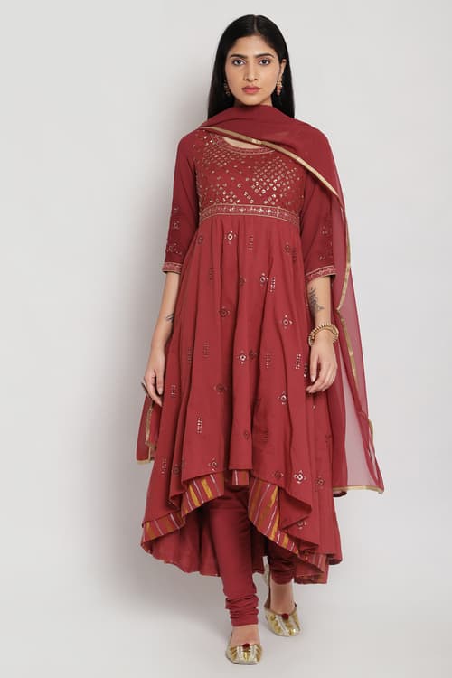 Buy Online Plum Cotton Anarkali Suit Set for Women & Girls at Best ...