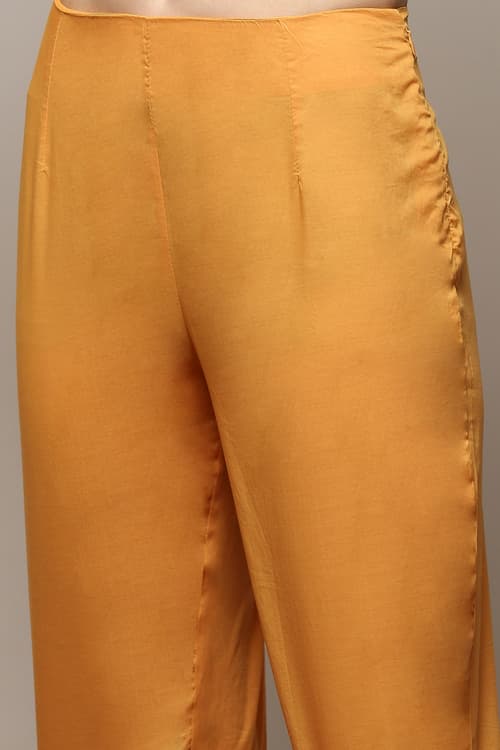 Buy online Mustard Cotton Straight Kurta Slim Pant Suit Set at best ...