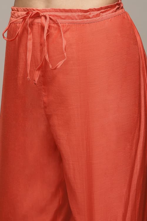 Buy online Coral Cotton Blend Gathered Kurta Palazzo Suit Set for ...