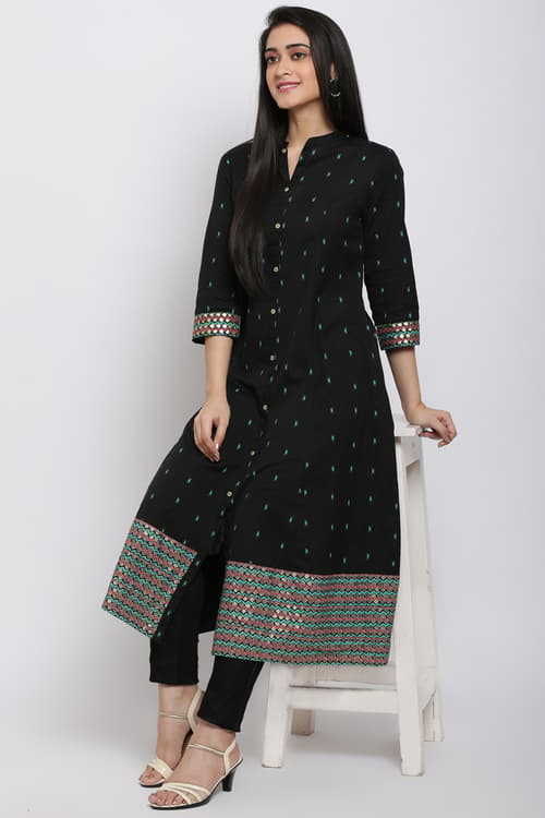 Buy Online Black Cotton Flax Kurti for Women & Girls at Best Prices in ...