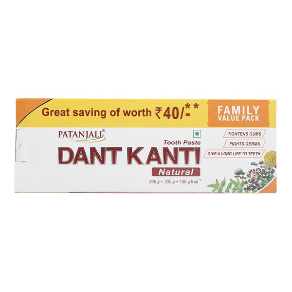 Buy Patanjali Dant Kanti Tooth Paste 200gx2 + 100g Online at Best ...