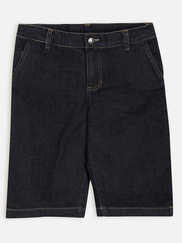 Boys Solid Denim Dark Wash Shorts