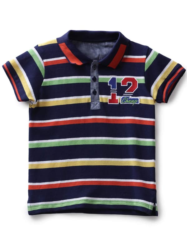 Boys Stripe Knitted Polo T-Shirt