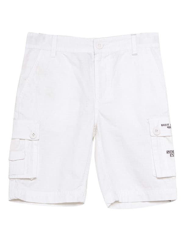 Boys Ripstop Cotton Shorts With Cargo Pocket