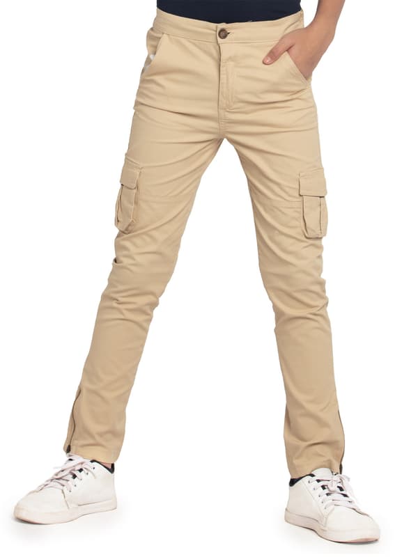 Boys Solid Canvas Cargo Pant