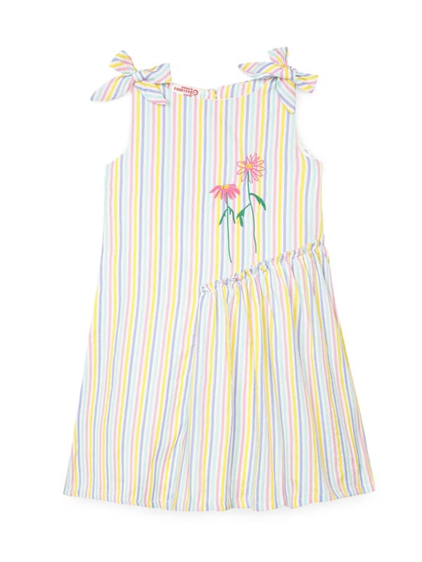 Girls Multi Color Stripes Lurex Sheer Sucker With